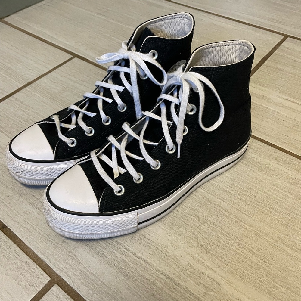 Converse Black High-Top Sneakers platform size 8